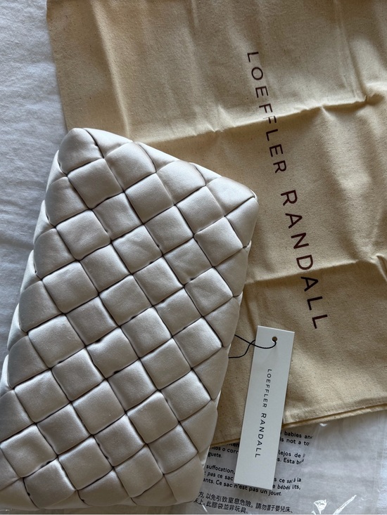 Loeffler Randall Handbags - NWT Loeffler Randall Aviva Cream Woven Satin Clutch